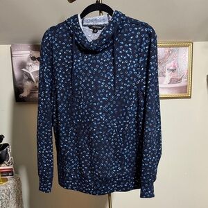 EUC Zac & Rachel Navy and Light Blue Patterned Sweater Hoodie Soft